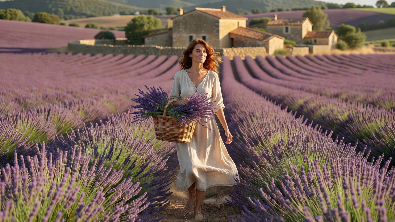 Mujer en campo de lavanda